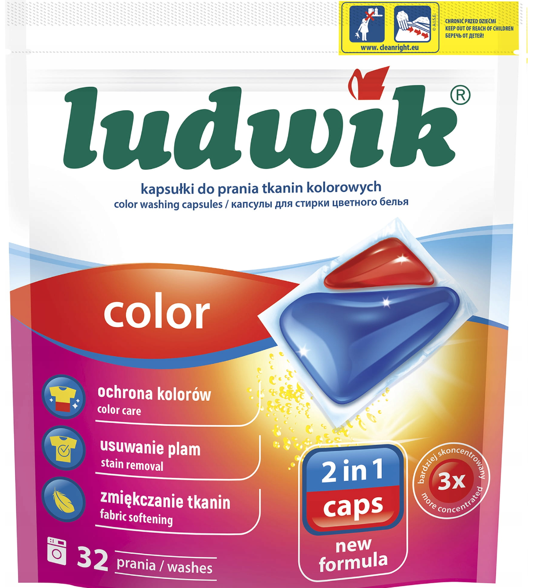 LUDWIK Kapsułki do prania tkanin Color 2 in 1
