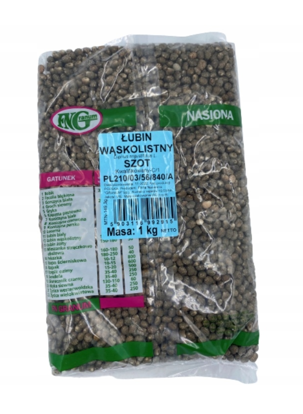 Łubin wąskolistny SZOT C/1 1kg słodki