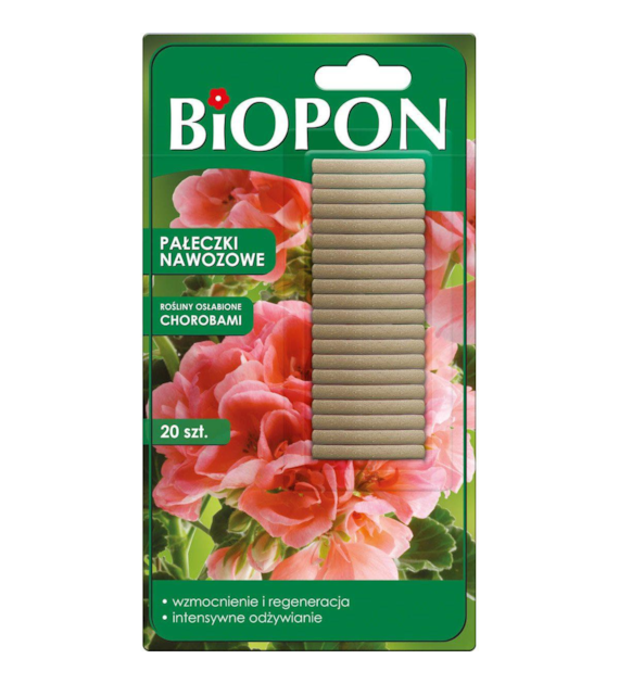 BIOPON Pałeczki do roślin osłab. chorob. 20szt