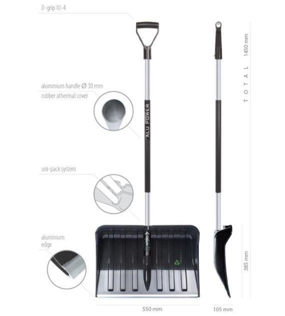 Łopata do śniegu Alpinus Alutube Eco czarny ILT3TB
