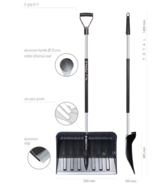 Łopata do śniegu Alpinus Alutube Eco czarny ILT3TB