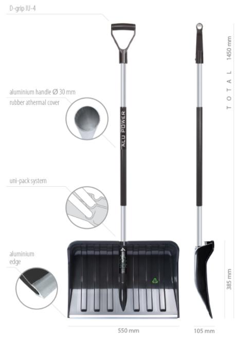 Łopata do śniegu Alpinus Alutube Eco czarny ILT3TB