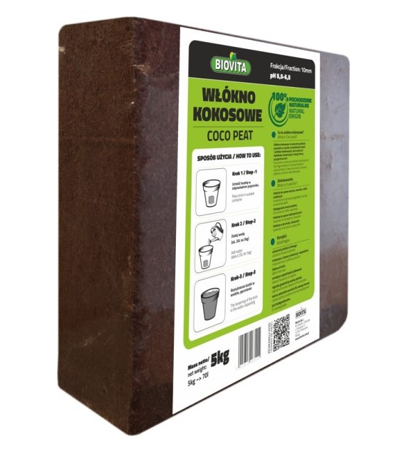 Biovita COCO peat włokno kokosowe 10mm bryk.5kg70L