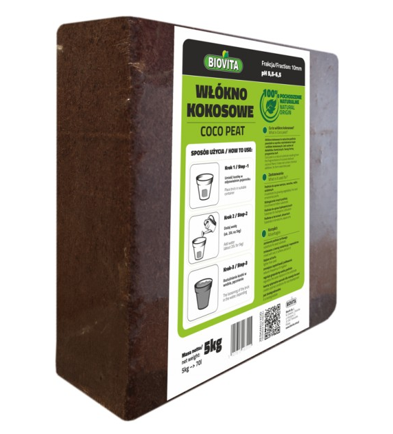 Biovita COCO peat włókno kokosowe 10mm bryk.5kg70L
