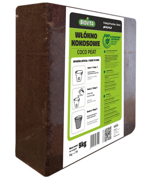 Biovita COCO peat włókno kokosowe 10mm bryk.5kg70L