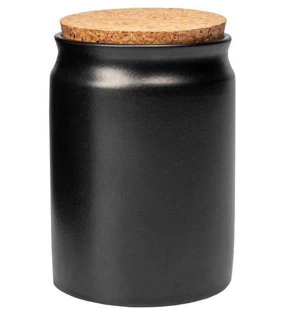 Słoiczek kamionkowy czarny 200 ml z korkiem nat.